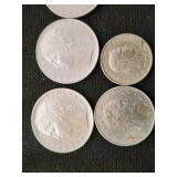 Lot of Various Coins Including Italian Lira and Mexican Pesos