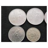 Lot of Various Coins Including Italian Lira and Mexican Pesos