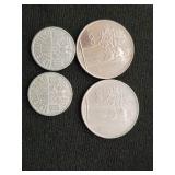 Lot of Various Coins Including Italian Lira and Mexican Pesos