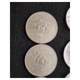Lot of Various Coins Including Italian Lira and Mexican Pesos