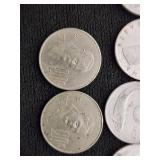 Lot of Various Coins Including Italian Lira and Mexican Pesos