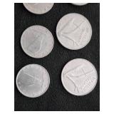 Lot of Various Coins Including Italian Lira and Mexican Pesos