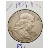 1957 D Franklin Half Dollar Coin