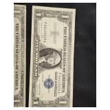 Lot of 3 U.S. Silver Certificate One Dollar Bills Series 1935 and 1957