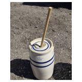 Stoneware Butter Churn with Stick for Wooden Dasher - crack on the rim