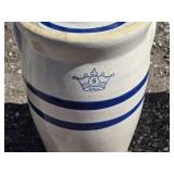 Stoneware Butter Churn with Stick for Wooden Dasher - crack on the rim