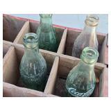 Coca-Cola Wooden Crate with Vintage Glass Bottles