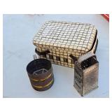 Vintage Bromco Cheese Grater, Flour Sifter, and Tin Box