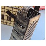 Vintage Bromco Cheese Grater, Flour Sifter, and Tin Box