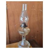 Antique Glass Oil Lamp with Chimney