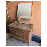 Antique Wooden Dresser with Mirror