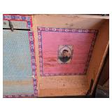 Antique Steamer Trunk with Decorative Hardware and Interior Lining - Hinge is Broke