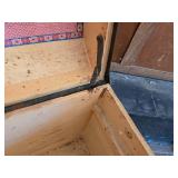 Antique Steamer Trunk with Decorative Hardware and Interior Lining - Hinge is Broke