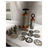 Vintage Mirro cookie and pastry press with accessories