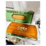 Set of 8 vintage Hasko de Luxe lap trays featuring an equestrian or fox hunting scene