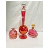 High end Czech / Bohemian cranberry glass perfume bottles