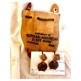 Vintage leather deposit bag and world war 2 service medal pins