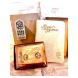 Vintage never used bridal book, coupled with vintage earrings