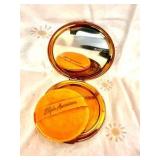 Elgin American Powder Compact Rhinestone Boxed Floral 1950s VINTAGE