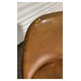 Pair of Mid-Century Modern Style Rolling Office Chairs - Cognac Vinyl