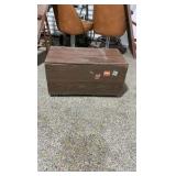 Vintage Rustic Wooden Storage Chest / Trunk with Travel Decals