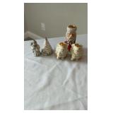 Vintage Ceramic & Silver-Plated Holiday Candle Holder & Shaker Set - 5 Pieces