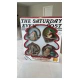 Norman Rockwell "The Saturday Evening Post" Set of 4 Hand-Crafted Santa Ornaments