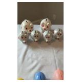 Vintage Ceramic "Heart-Eye" Souvenir Piggy Bank Collection - Set of 6