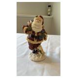 Detailed Resin Santa with Golden Retriever Figurine - Textured Old World Style
