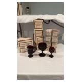 Avon 1876 Cape Cod Stemware Collection – Ruby Red Pressed Glass – 17 Pieces – Mostly Boxed