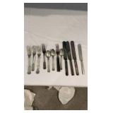 Antique Mixed Metal Flatware Collection – 11 Piece Set – Rogers Nickel Silver & Brazil Silver