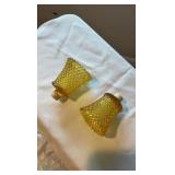 Pair of Vintage Amber Hobnail Peg Votive Candle Cups - Home Interiors
