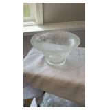 Contemporary Clear Pedestal Bowl - Controlled Bubble Pattern