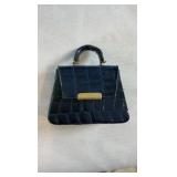 Vintage Roger Gimbel Accessories Navy Blue Croc-Embossed Miniature Purse
