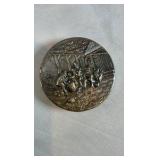Vintage Hans Jensen Danish Silver-Plated Compact - Repoussé Tavern Scene