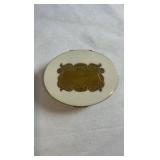 Vintage Majestic U.S.A. Oval Gold-Tone Compact - Mid-Century w/ Original Puff