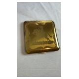 Vintage Wadsworth Etched Cowgirl Compact - 1940s Gold-Tone Western Motif