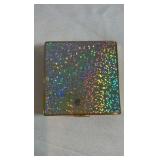 Vintage Daniel Gold-Tone Holographic Glitter Compact - Mid-Century Square