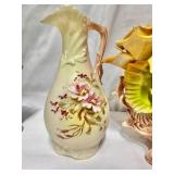 Italian Capodimonte porcelain decorative pieces featuring hand-applied roses
