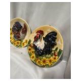 3d Ceramic Rooster and Sunflower Plates