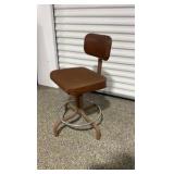 Vintage Industrial Adjustable Swivel Drafting Stool / Task Chair - Brown