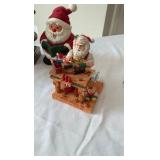 Festive Santa Character Collection: Coin Bank, Silver-Tone Statue & Workshop Figurine