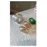 Vintage Textured Art Glass Piggy Bank Collection - Set of 4