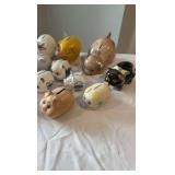 Vintage Ceramic & Glass Piggy Bank Collection - Hand-Painted & Specialty Set of 14