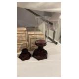 Avon 1876 Cape Cod Decorative Lighting & Candle Holder Collection - Ruby Red Glass - 13 Piece Set