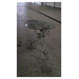 Pair of Vintage Wrought Iron & Glass Side Tables – Leaf & Scroll Motif – 2’ Tall