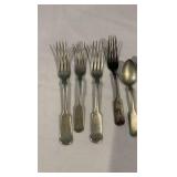 Antique Mixed Metal Flatware Collection – 11 Piece Set – Rogers Nickel Silver & Brazil Silver