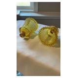 Pair of Vintage Amber Hobnail Peg Votive Candle Cups - Home Interiors
