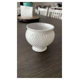 Fenton White Hobnail Milk Glass Pedestal Bowl - Vintage Mid-Century