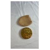 Vintage Elgin American Gold-Tone Compact - Ornate Engraved Scroll Design